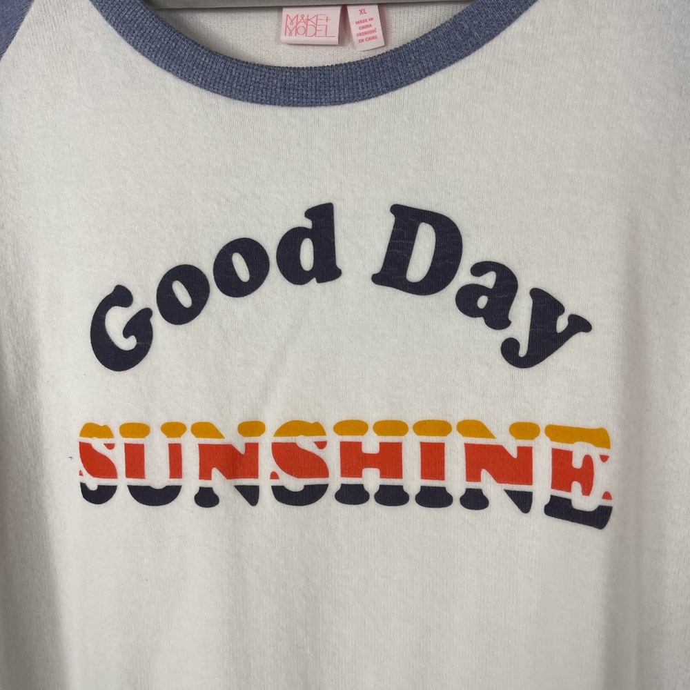 Make+Model Jumper Pullover Blue White “Good Day S… - image 4